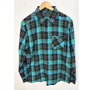 Matix Marc Johnson Signature Series Plaid Flannel Shirt Mens Medium Teal Green